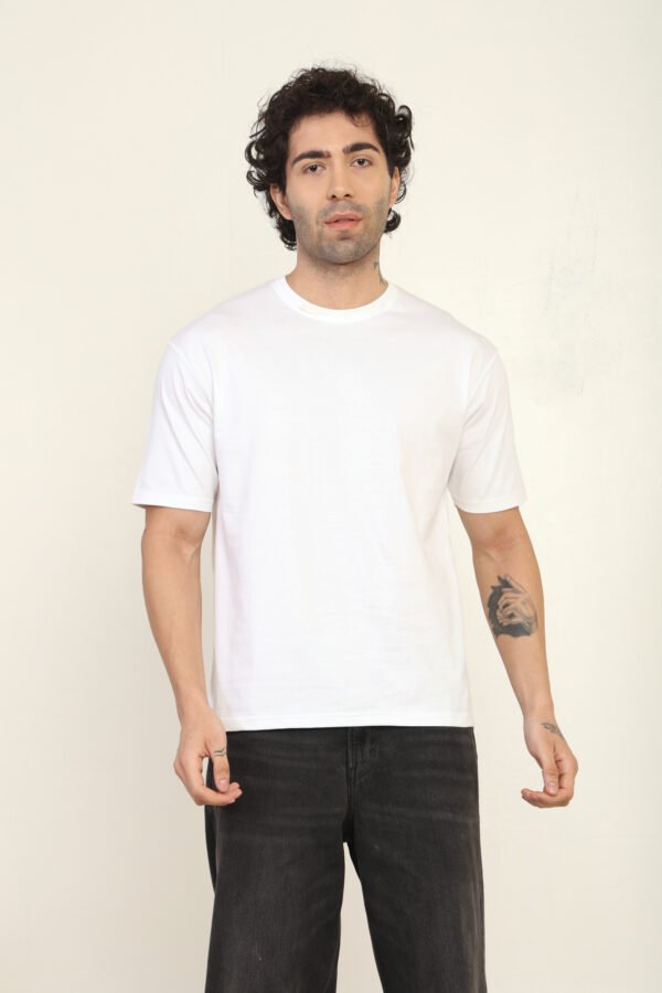 Absqura Solid Oversized White T-Shirt