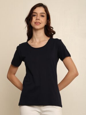 Absqura Solid Women Black T-Shirt