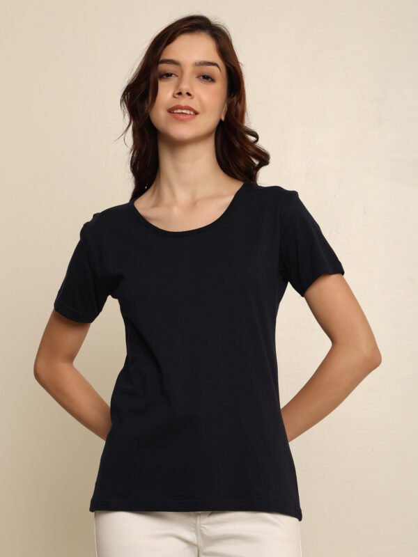 Absqura Solid Women Black T-Shirt