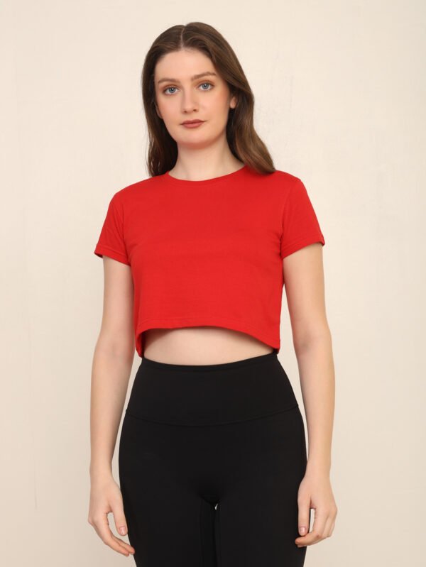 Absqura Solid Women Red Crop Top