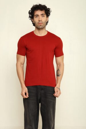 Absqura Solid Men Brick Red T-Shirt