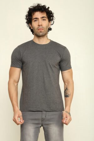 Absqura Solid Men Steel Grey T-Shirt