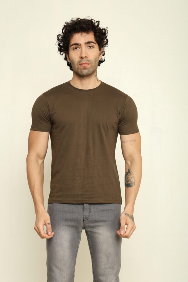 176665556036082302107.jpg Absqura Solid Men Olive Green T-Shirt