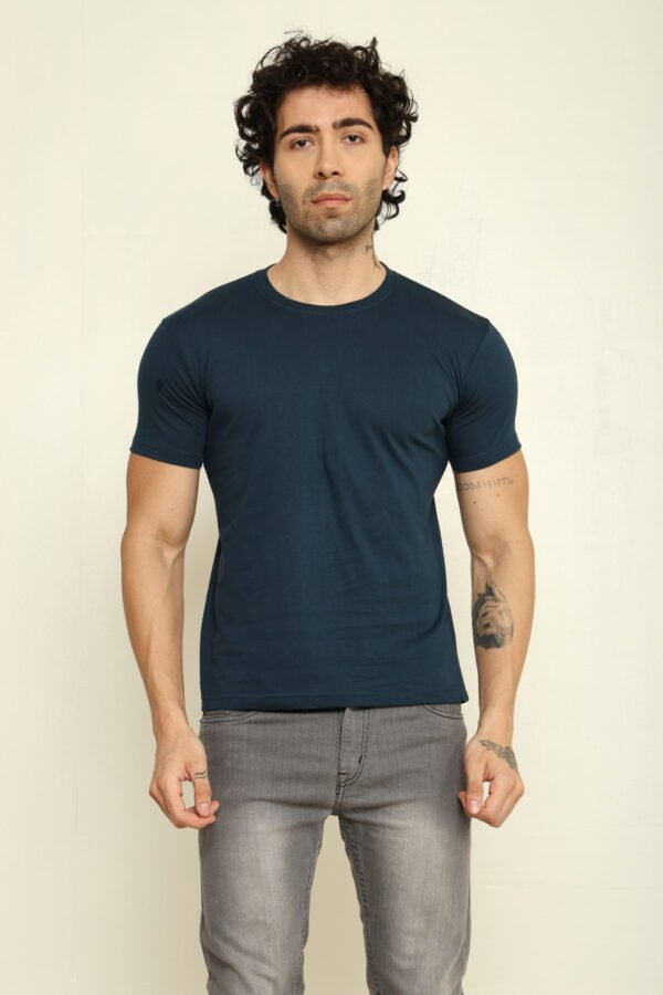 176665571261602301970.jpg Absqura Solid Men Petrol Blue T-Shirt