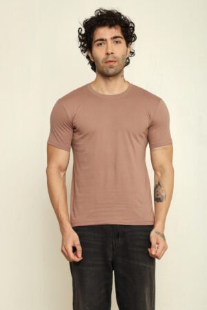 Absqura Solid Men Mushroom T-Shirt