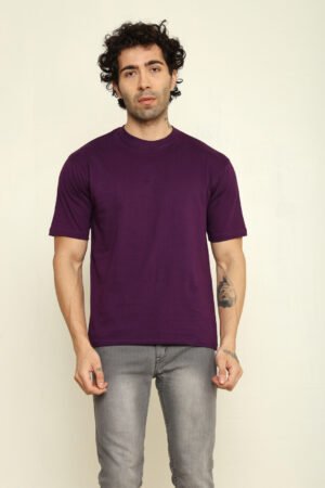 Absqura Solid Oversized Purple T-Shirt