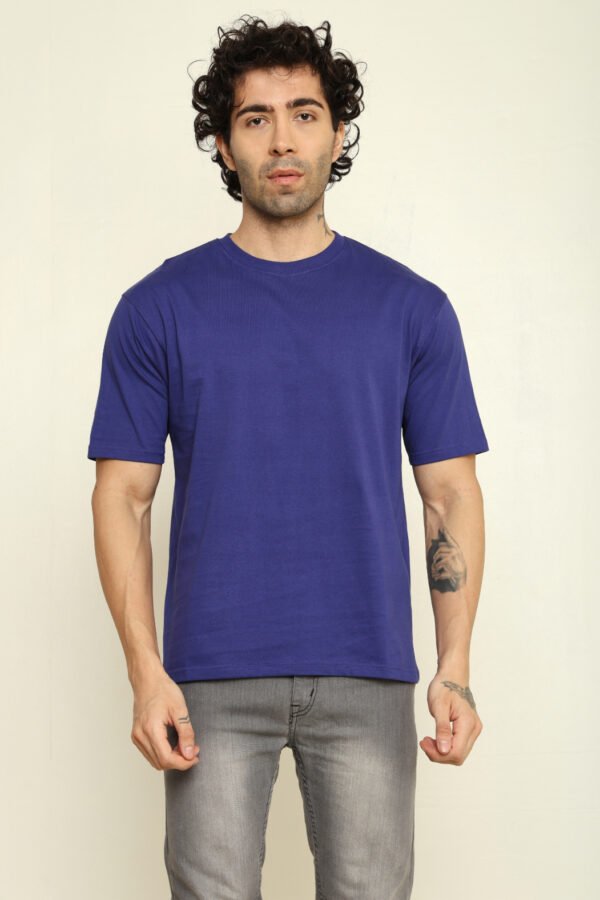 176666087212232302009.jpg Absqura Solid Oversized Royal Blue T-Shirt