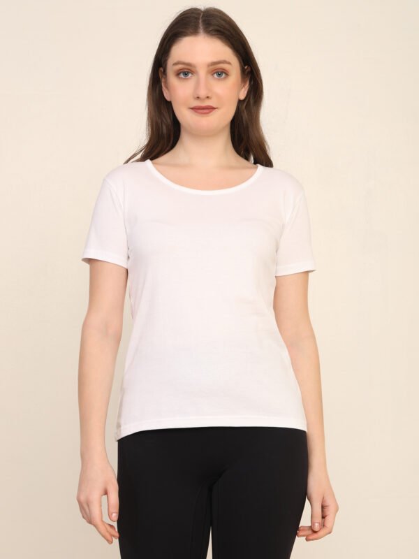 Absqura Solid Women White T-Shirt