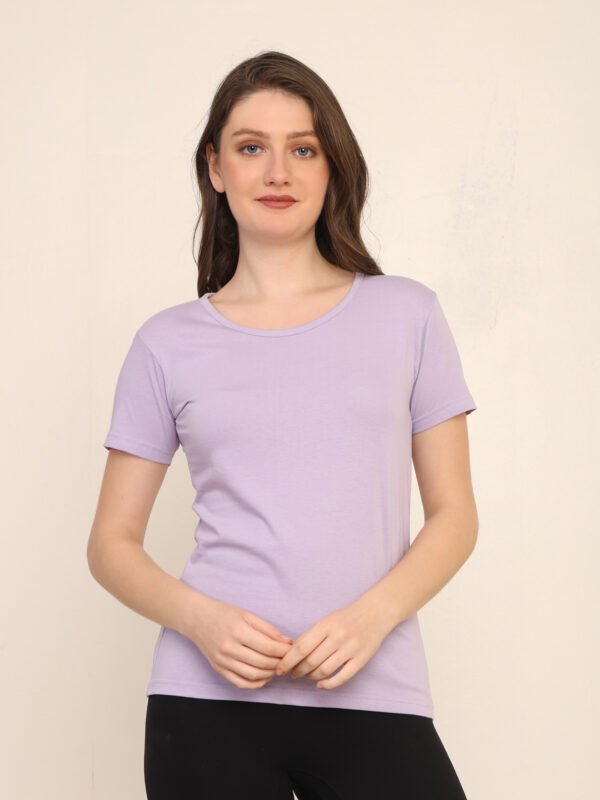 176666325235961Q1A3269.jpg Absqura Solid Women Lavender T-Shirt