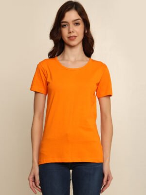 Absqura Solid Women Orange T-Shirt