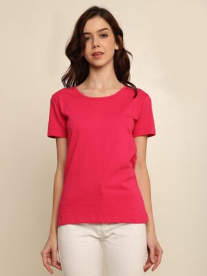 Absqura Solid Women Pink T-Shirt