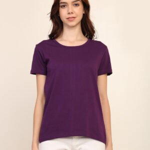 Absqura Solid Women Purple T-Shirt