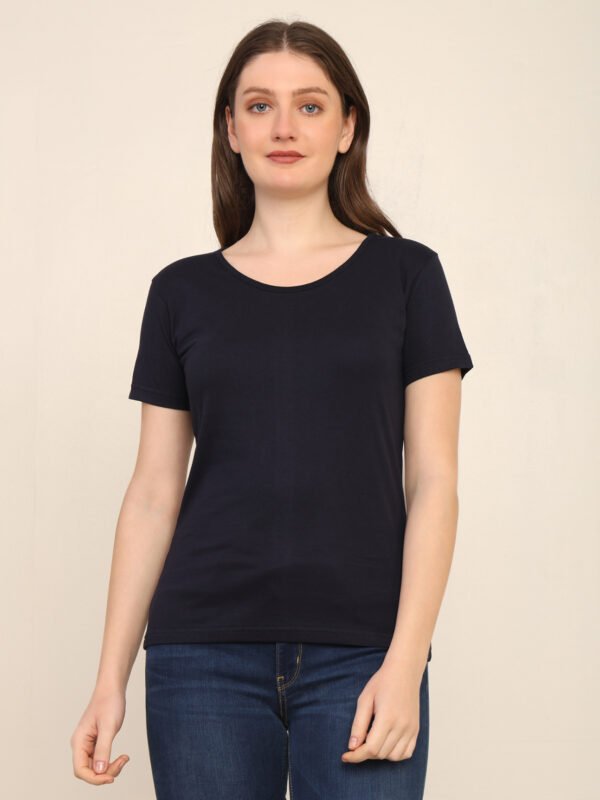 176666596550841Q1A3445.jpg Absqura Solid Women Navy Blue T-Shirt